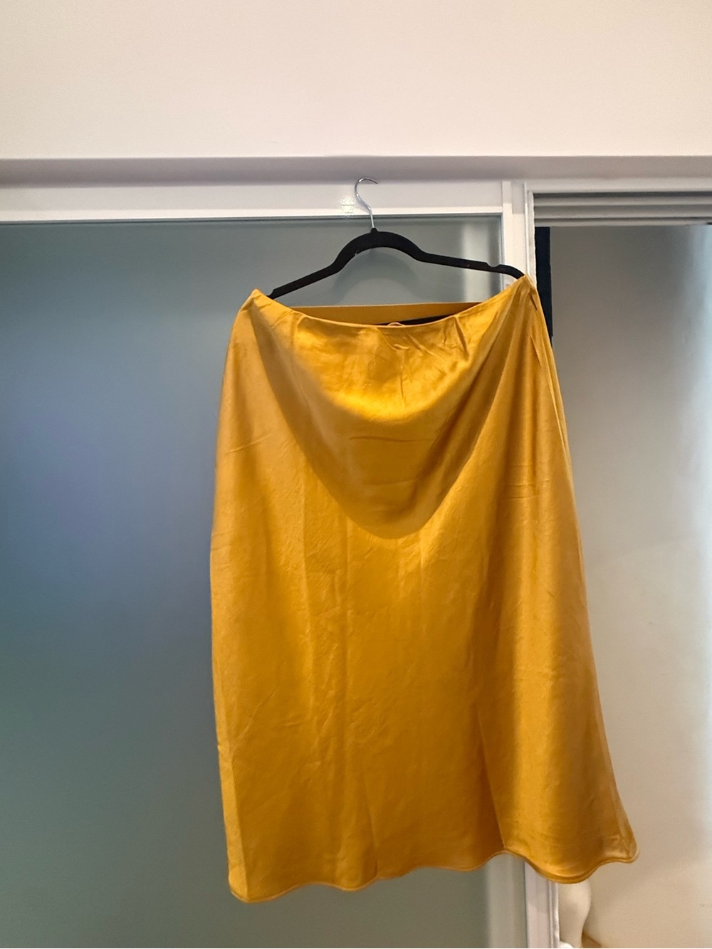 Golden Satin Midi Skirt - Women